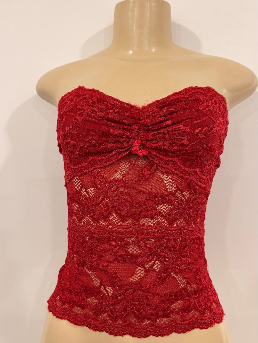 bebe Strapless Red Lace Bustier